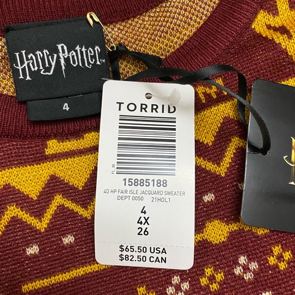 TORRID HARRY POTTER PULLOVER SWEATER - KNIT JACQUARD FAIR ISLE PRINT - Picture 7 of 8